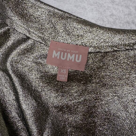 Show Me Your MuMu Silver One-Shoulder Crop Top Puff Sleeve - Picture 5 of 9